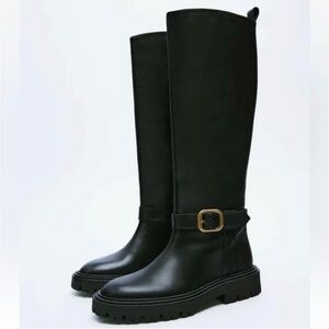 *SOLD* Zara NWT Black Genuine Leather Riding Boots